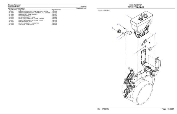 Massey Ferguson 9936 Planter Parts Catalog 79036260 1