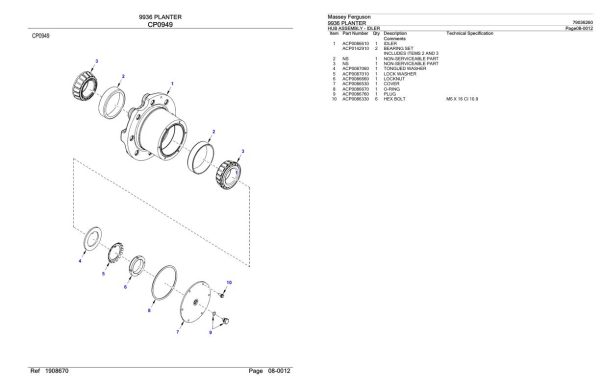 Massey Ferguson 9936 Planter Parts Catalog 79036260 2