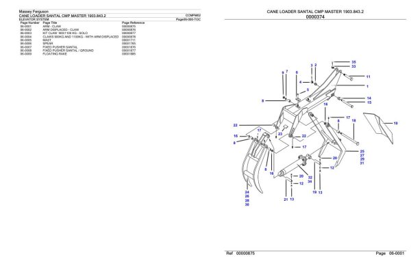 Massey Ferguson Cane Loader Santal CMP Master 1903.843.2 Parts Catalog CCMPM02 1