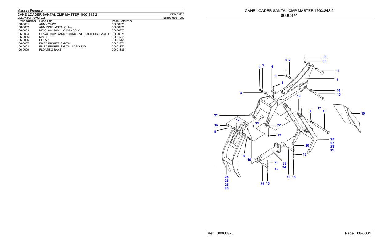 Massey Ferguson Cane Loader Santal CMP Master 1903.843.2 Parts Catalog CCMPM02 1