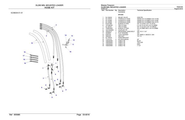 Massey Ferguson DL260 MSL Mounted Loader Parts Catalog 79036185 1