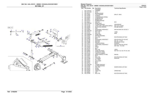 Massey Ferguson DM 164 AHL Parts Catalog 13920301 1
