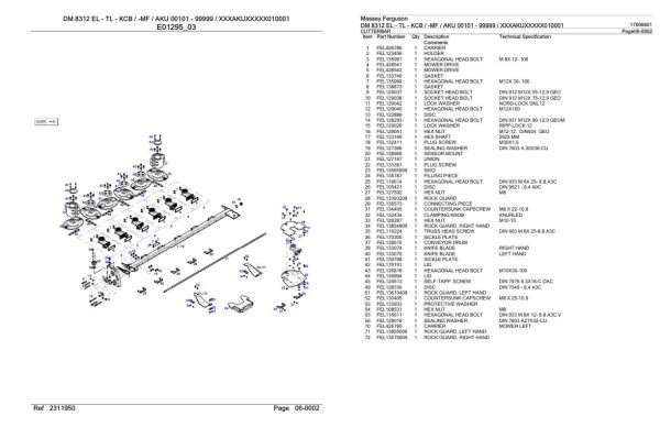 Massey Ferguson DM 8312 EL TL KCB MF AKU Parts Catalog 17006601 2