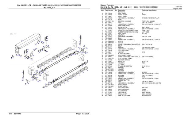 Massey Ferguson DM 8312 EL TL RCB MF AME Parts Catalog 13947401 2