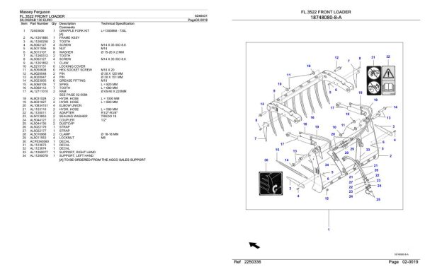 Massey Ferguson FL.3522 Front Loader Parts Catalog 6246431 1