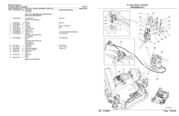 Massey Ferguson FL.3522 Front Loader Parts Catalog 6246431 2