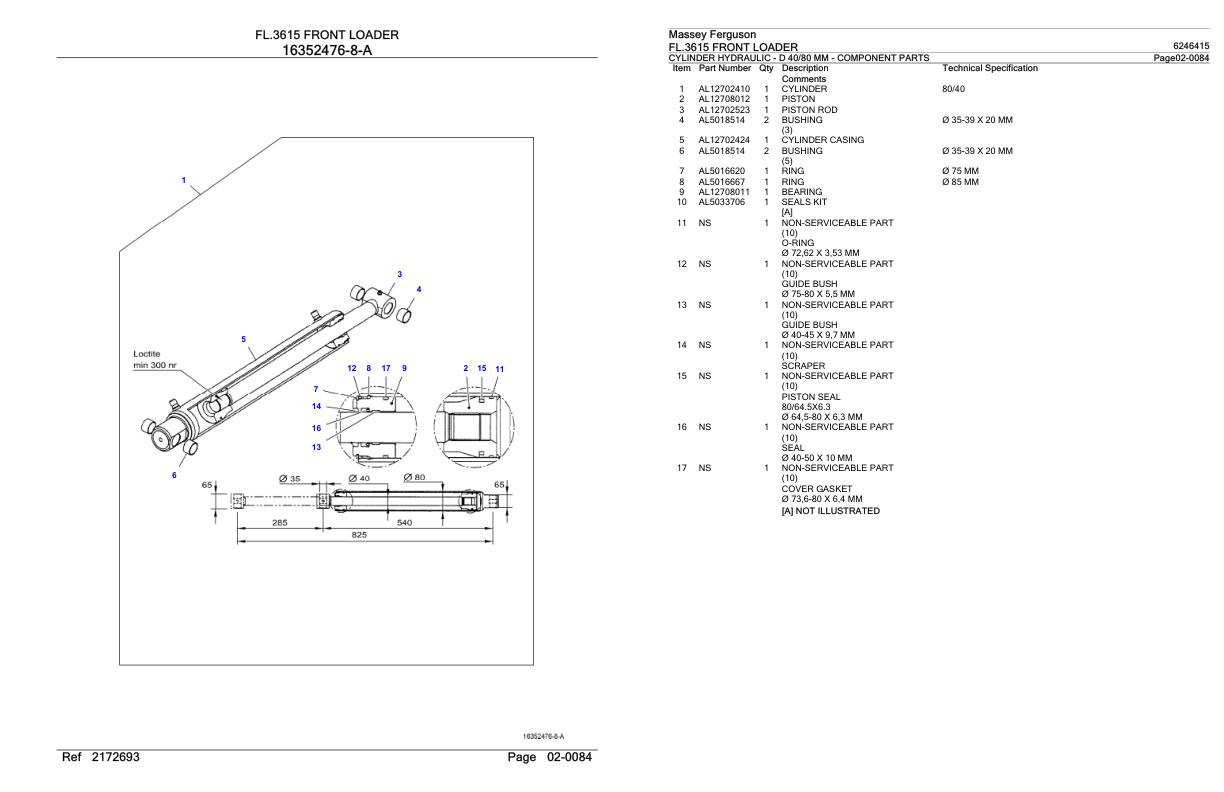 Massey Ferguson FL.3615 Front Loader Parts Catalog 6246415 1