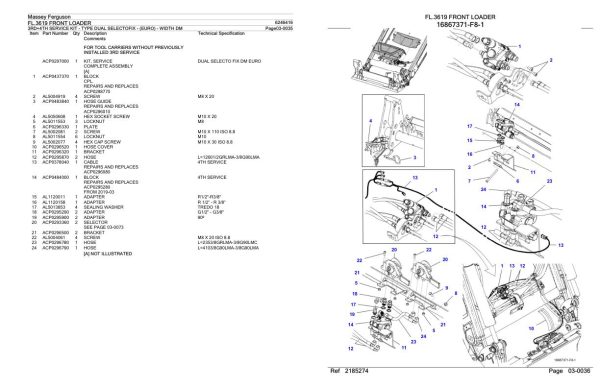 Massey Ferguson FL.3619 Front Loader Parts Catalog 6246416 1