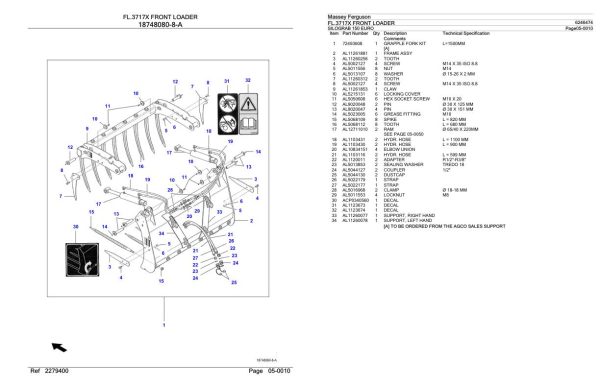Massey Ferguson FL.3717X Front Loader Parts Catalog 6246474 1