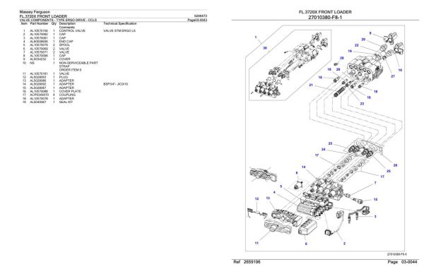 Massey Ferguson FL.3720X Front Loader Parts Catalog 6246473 2