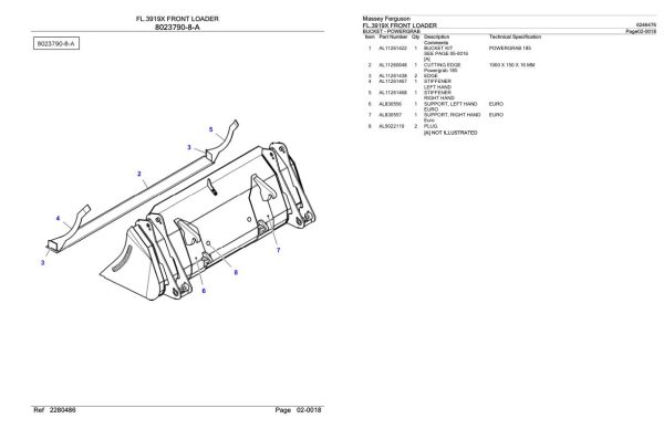 Massey Ferguson FL.3919X Front Loader Parts Catalog 6246476 2