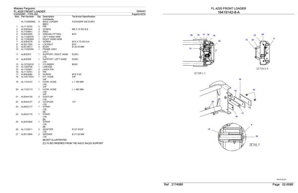 Massey Ferguson FL.4220 Front Loader Parts Catalog 6246423 1