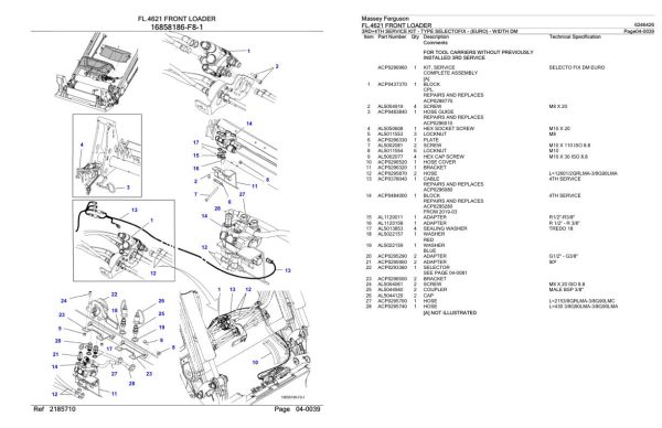Massey Ferguson FL.4621 Front Loader Parts Catalog 6246426 2