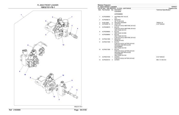 Massey Ferguson FL.4624 Front Loader Parts Catalog 6246427 2