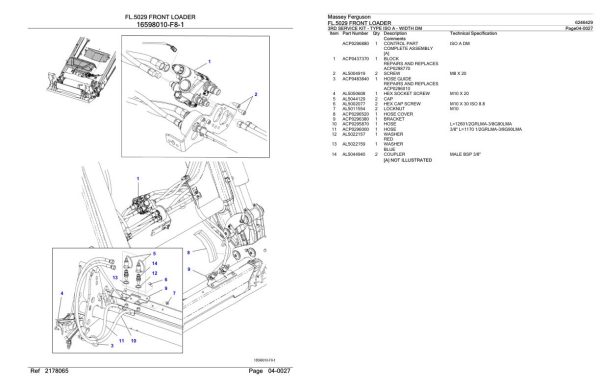 Massey Ferguson FL.5029 Front Loader Parts Catalog 6246429 2