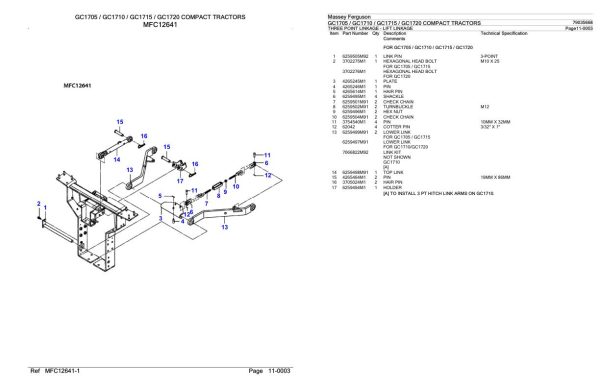 Massey Ferguson GC1705 GC1710 GC1715 GC1720 Compact Tractor Parts Catalog 79035668 1