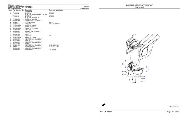 Massey Ferguson GC1723E Compact Tractor Parts Catalog 652327 1