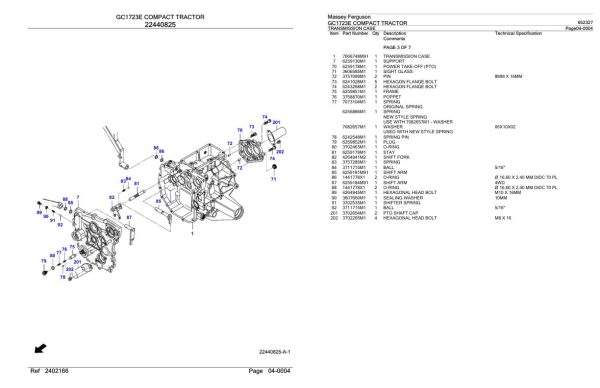 Massey Ferguson GC1723E Compact Tractor Parts Catalog 652327 2