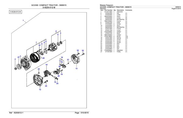Massey Ferguson GC2300 Compact Tractor Parts Catalog 3906015 1