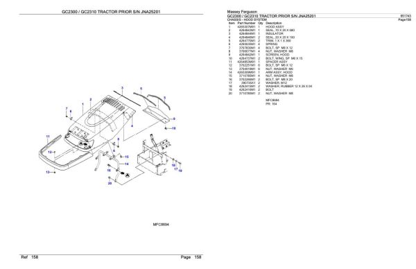 Massey Ferguson GC2300 GC2310 Tractor Parts Catalog 651743 2