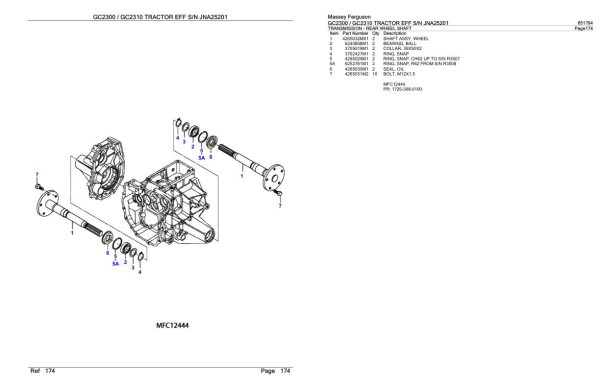 Massey Ferguson GC2300 GC2310 Tractor Parts Catalog 651794 2
