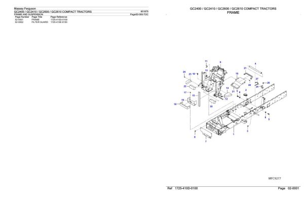Massey Ferguson GC2400 GC2410 GC2600 GC2610 Compact Tractor Parts Catalog 651875 1
