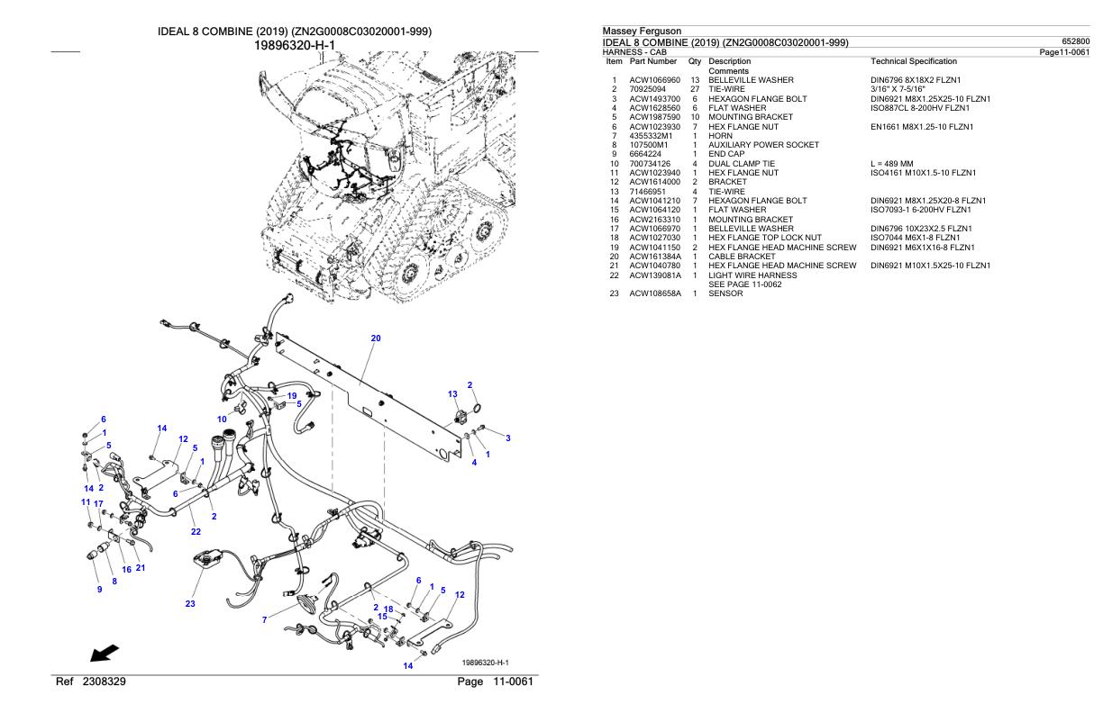Massey Ferguson IDEAL 8 Combine 2019 Parts Catalog 652800 1