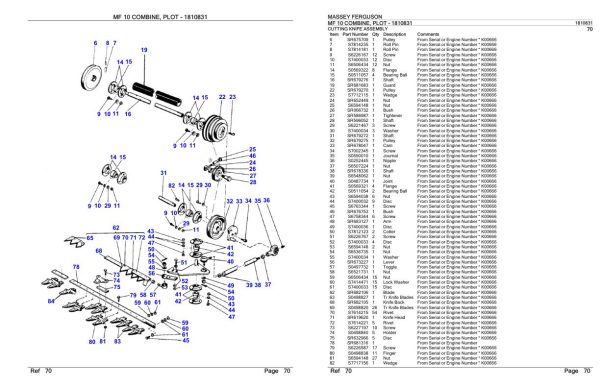 Massey Ferguson MF 10 Combine Parts Catalog 1810831 1