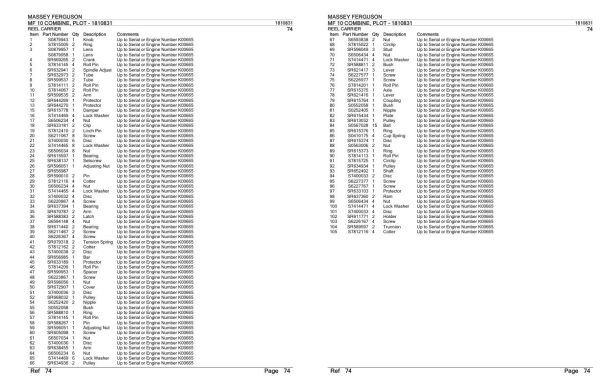 Massey Ferguson MF 10 Combine Parts Catalog 1810831 2