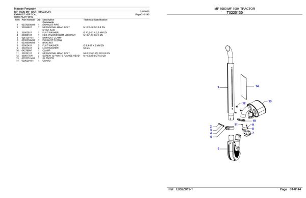 Massey Ferguson MF 1000 1004 Tractor Parts Catalog C010003 1