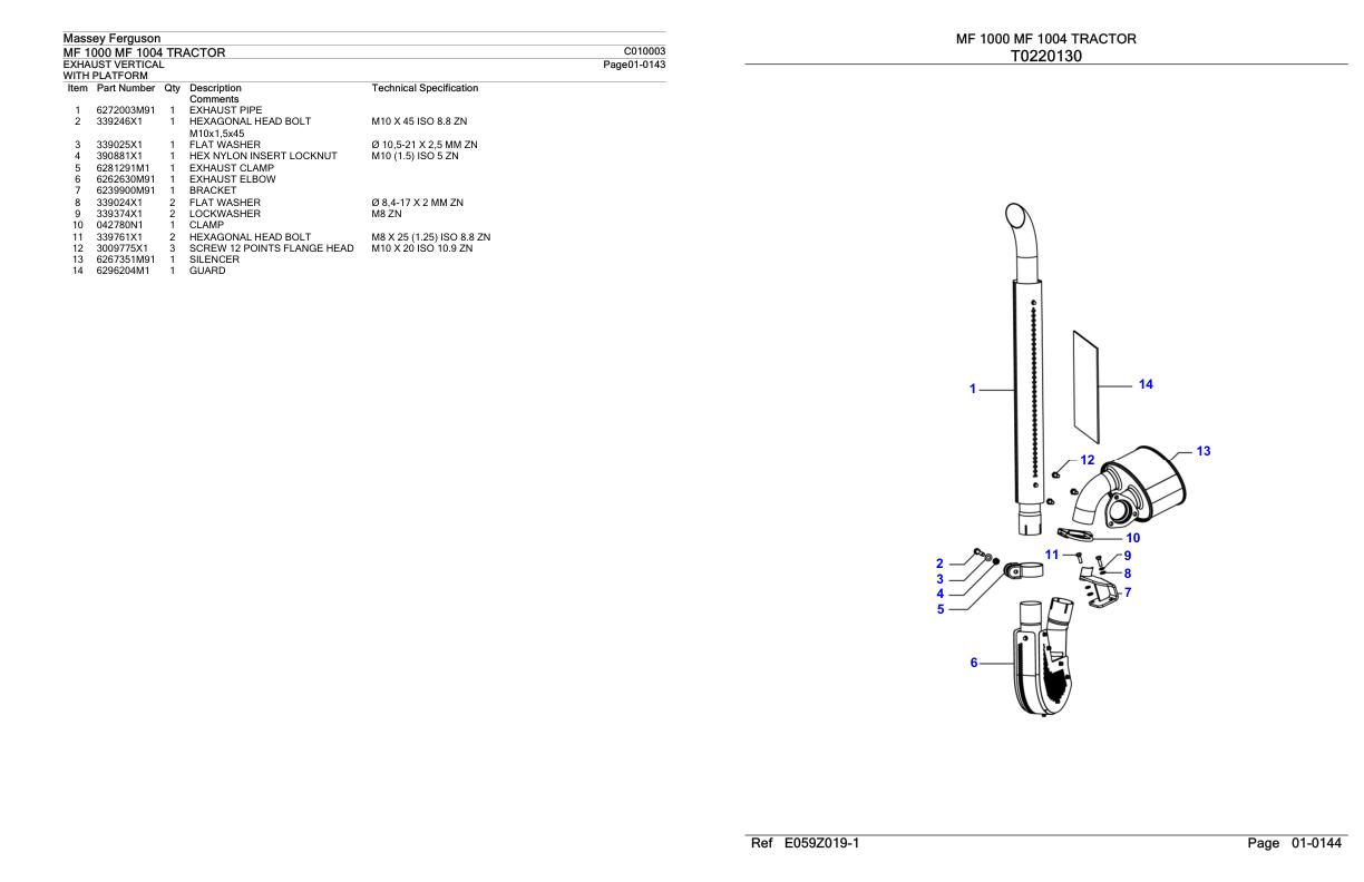 Massey Ferguson MF 1000 1004 Tractor Parts Catalog C010003 1