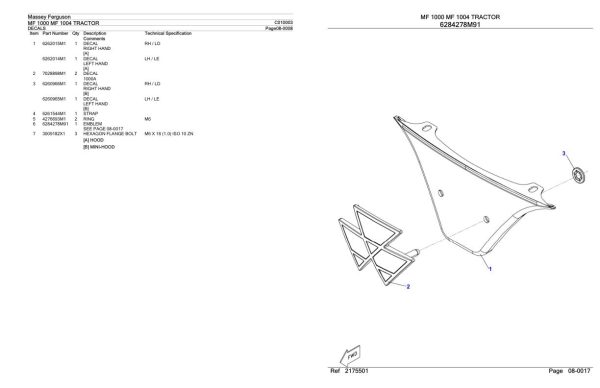 Massey Ferguson MF 1000 1004 Tractor Parts Catalog C010003 2