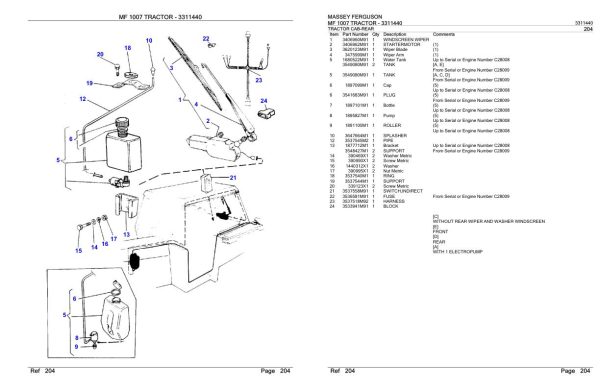 Massey Ferguson MF 1007 Tractor Parts Catalog 3311440 1