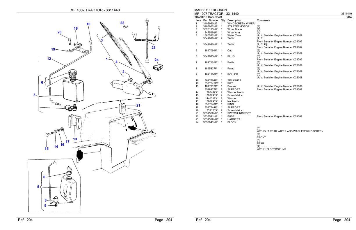 Massey Ferguson MF 1007 Tractor Parts Catalog 3311440 1