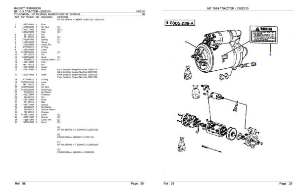 Massey Ferguson MF 1014 Tractor Parts Catalog 3302310 1