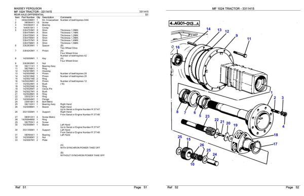 Massey Ferguson MF 1024 Tractor Parts Catalog 3311415 2