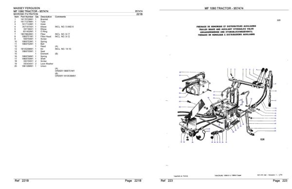 Massey Ferguson MF 1080 Tractor Parts Catalog 957474 1