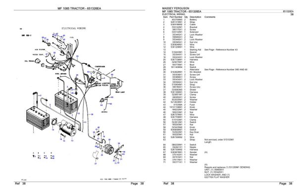 Massey Ferguson MF 1085 Tractor Parts Catalog 651326EA 1