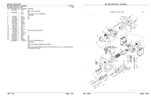 Massey Ferguson MF 1085 Tractor Parts Catalog 651326EA 2