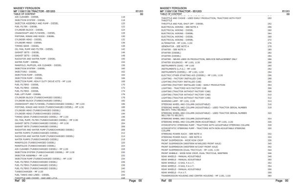 Massey Ferguson MF 1100 1130 Tractor Parts Catalog 651203 1