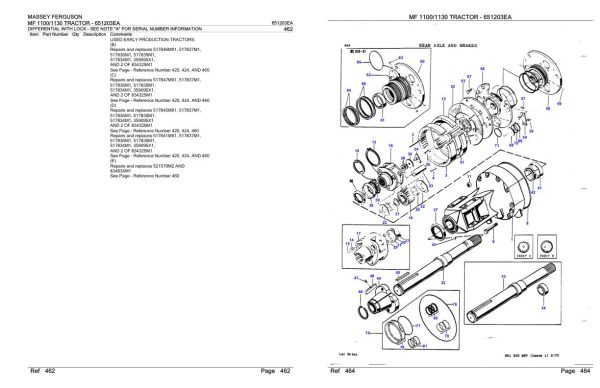 Massey Ferguson MF 1100 1130 Tractor Parts Catalog 651203EA 2