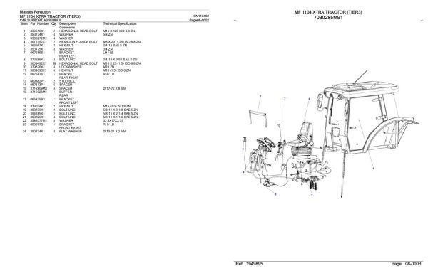 Massey Ferguson MF 1104 XTRA Tractor Parts Catalog CN110402 1