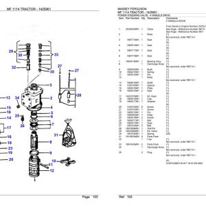 Massey Ferguson MF 1114 Tractor Parts Catalog 1425961 1