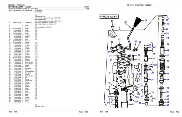 Massey Ferguson MF 1114 Tractor Parts Catalog 1425961 2