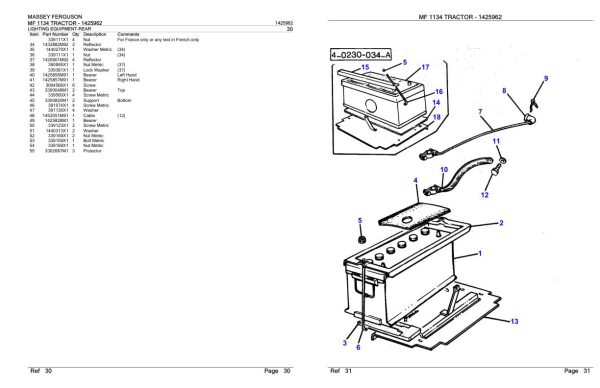 Massey Ferguson MF 1134 Tractor Parts Catalog 1425962 1