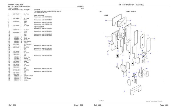 Massey Ferguson MF 1150 Tractor Parts Catalog 651284EA 1