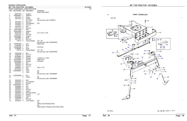 Massey Ferguson MF 1155 Tractor Parts Catalog 651328EA 2