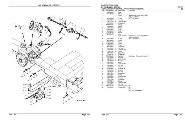 Massey Ferguson MF 124 Baler Parts Catalog 1637031 1