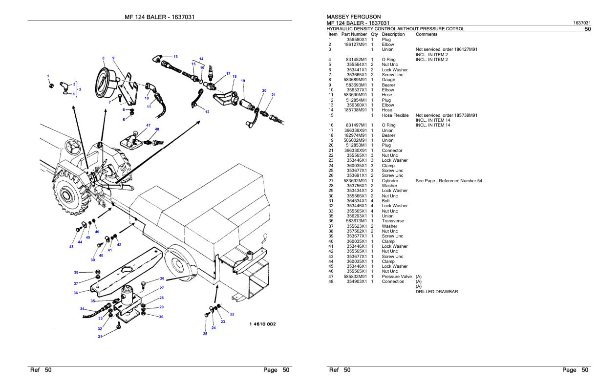Massey Ferguson MF 124 Baler Parts Catalog 1637031 1
