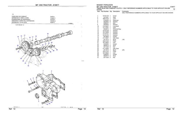Massey Ferguson MF 1250 Tractor Parts Catalog 819677 1